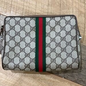 Gucci Beige and Brown Bag with Green and Red Stripe